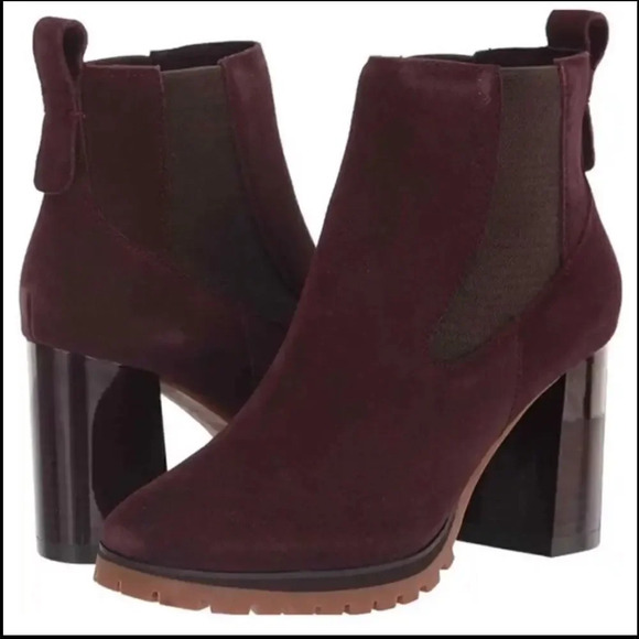 Sanctuary Footwear Ravish Burgundy Chelsea Suede Block Heel Booties Size 7.5 - Picture 8 of 8